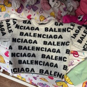 Balenciaga Kids Black and Gray Logo Sweater